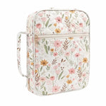 sac main réutilisable coton fleurs moderne poignée détachable blanc rose vert jaune bleu élégant