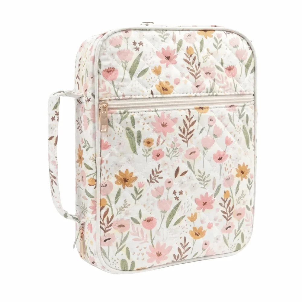 sac main réutilisable coton fleurs moderne poignée détachable blanc rose vert jaune bleu élégant