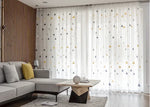 rideau blanc transparent triangles géométriques moderne tulle polyester inclusion clips rubans suspension chambre salonhôtel