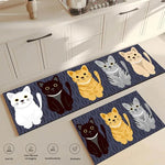 tapis moderne cuisine dessins animés chats bleu gris blanc rose noir Fresh Kitchen Happy
