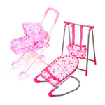 jouets poupées rose blanc gris imprimés coeurs bébés balançoire chaise poussette lit ensemble modernes