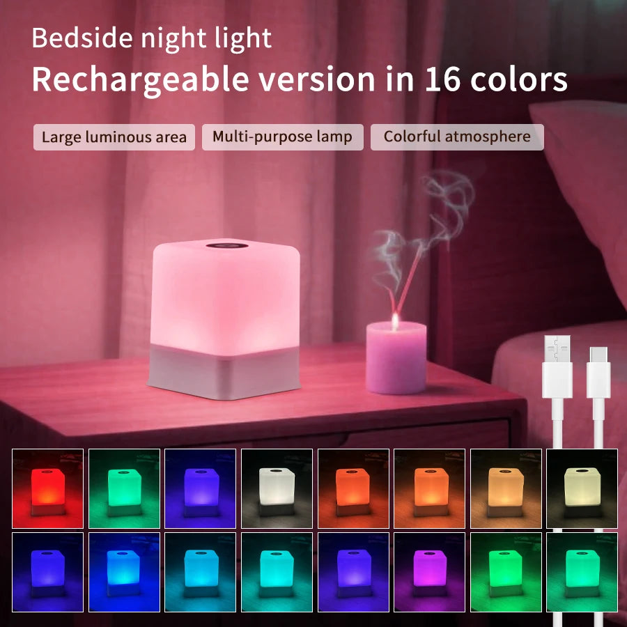 lampe chevet portable change couleur tactile 16 teintes charge usb moderne blanc gris