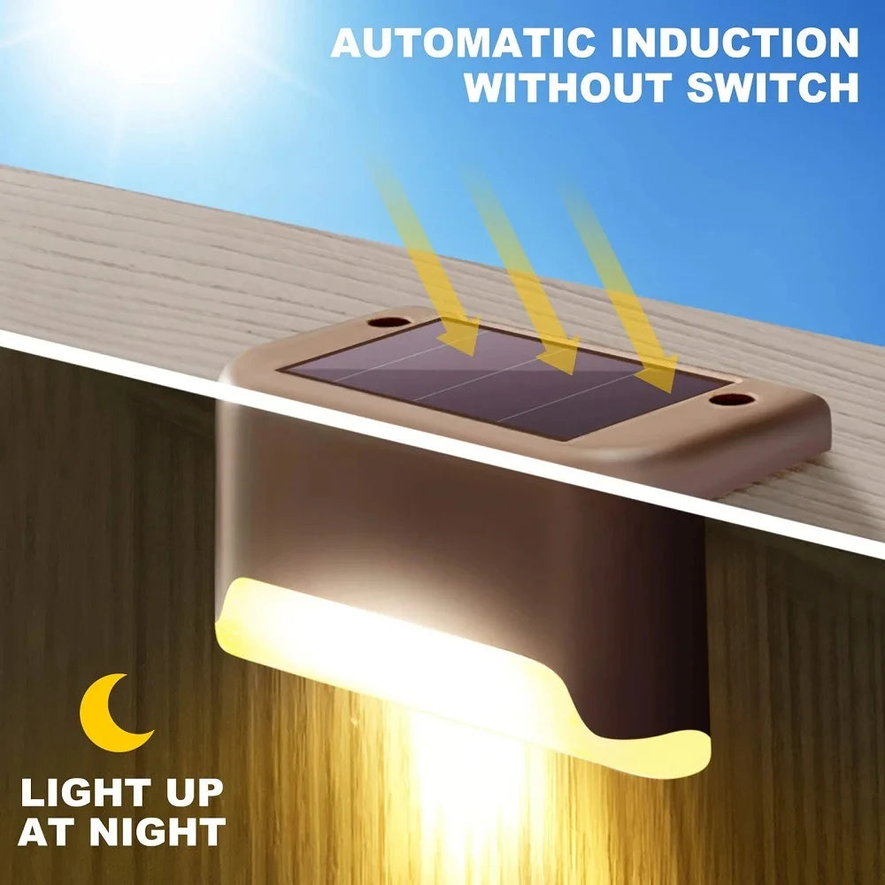 éclairage solaire moderne marches autoinstallation ip65 led marron blanc adhésifextérieur jardin nocturne sécuritéurgence