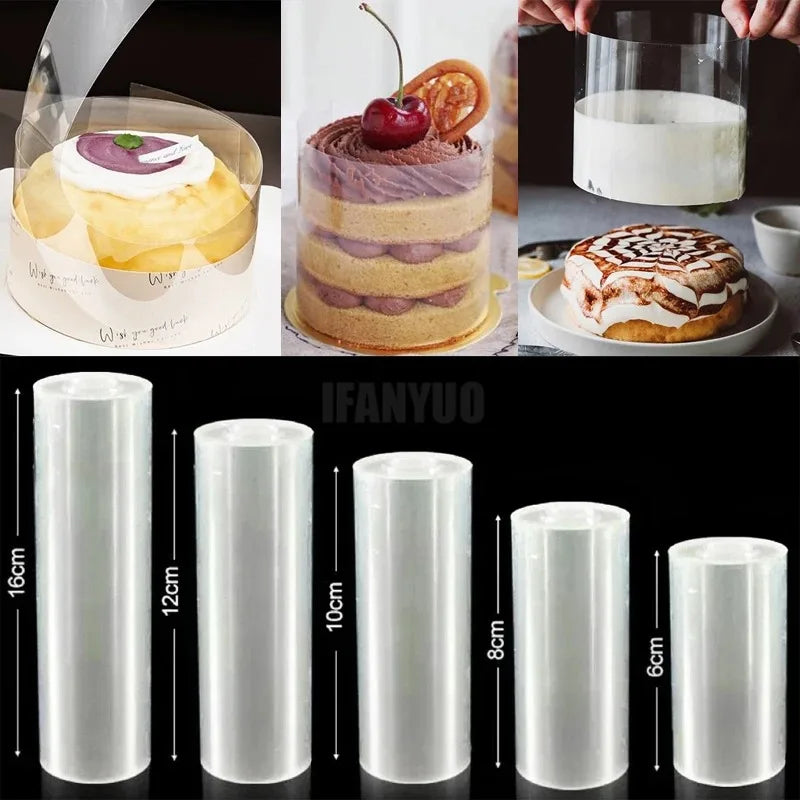 boîtes gâteaux transparentes adhésives outils pâtisserie décoration mousse cake collar moderne 16cm 12cm 10cm
