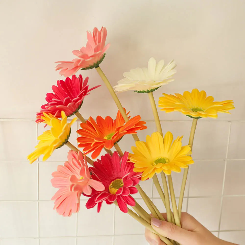 fleurs artificielles gerbera soie moderne intérieur mariage rose rouge jaune orange blanc