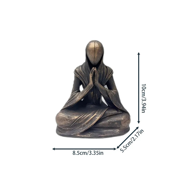 statue décorative méditative résine bronze doré figure assise spirituel abstraite chambre zen yoga