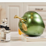 décoration intérieure moderne pomme verte rouge résine brillante 13cm dorée