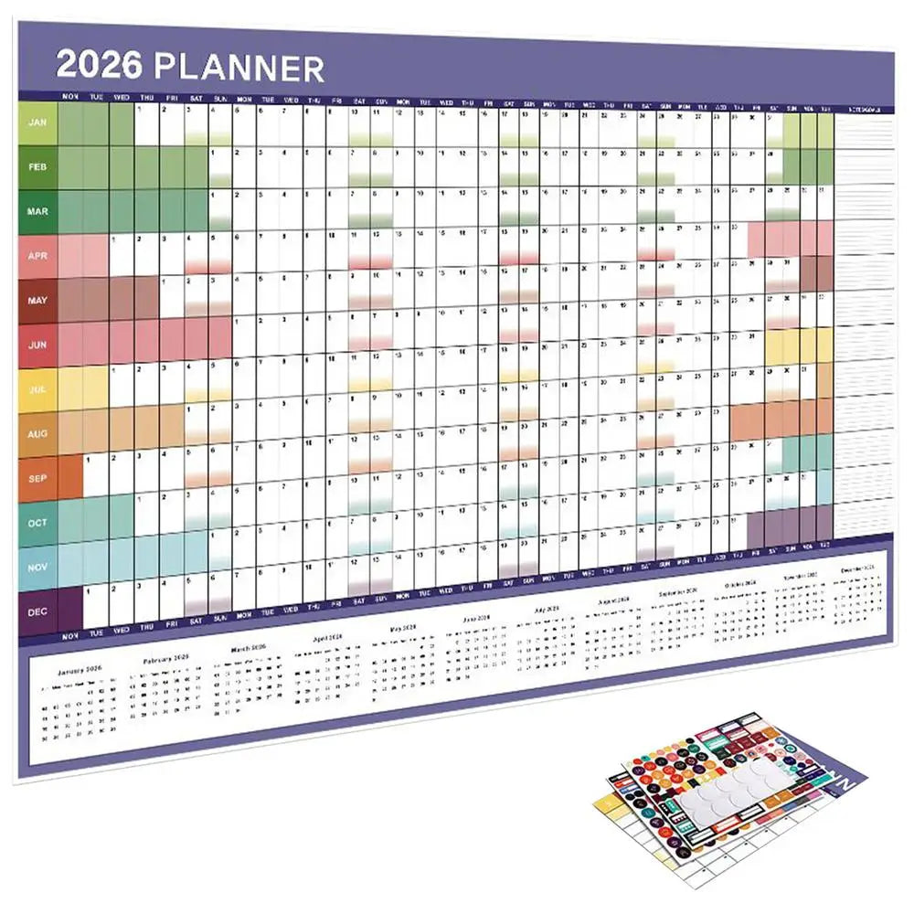 calendrier mural blanc moderne 2026 mensuel accueil organisation dates numéros jours