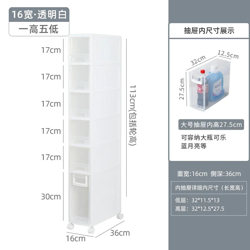 meuble rangement modulaire blanc boîtes transparentes roulettes organisation maison moderne