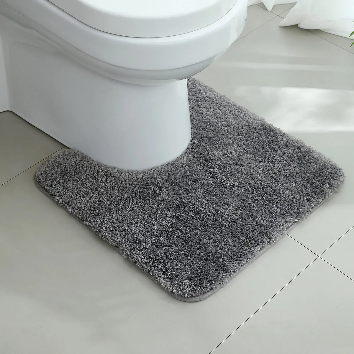 tapis bain moderne gris rose peluche épaisse antidérapant respectueux environnement 50x50cm