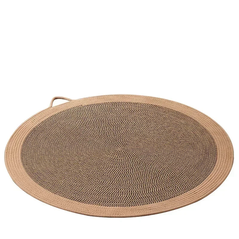 tapis gratter chats moderne tissé beige marron clair bleu jaune poignée resistant usage