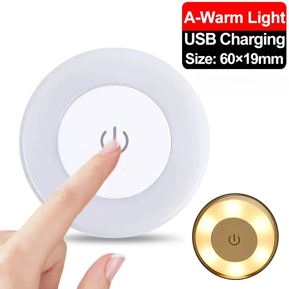 veilleuse led rechargeable usb moderne lampe ronde argentée dorée lumière nocturne minimaliste abs