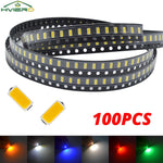 diodes led smd bleu vert rouge blanc chaud jaune rectangulaires 6000k 50000h 100pcs