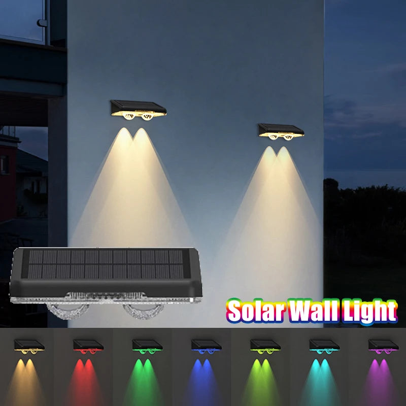 lampes solaires murales extérieures modernes ip65 led couleur variable panneau solaire texturé