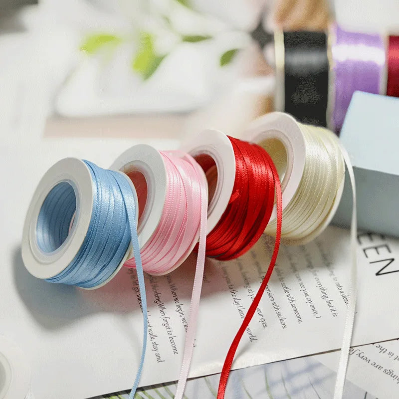 rubans satinés unis 45 yards polyester largeur 3mm décoration noel nœuds diy élégants rose