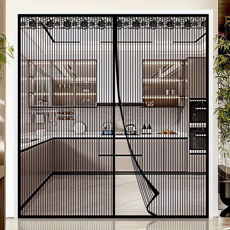 rideau porte noir rayures vertical magnétique moderne adhésif grande taille été