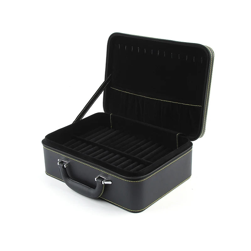 boîte bijoux simili cuir marron vintage poignée velours noir marron storage box trousse bijoux