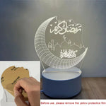 décoration murale lampe led transparente motifs islamiques adhésif base grise câble blanc moderne thème