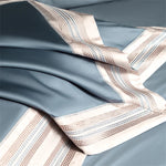 ensemble literie bleu clair broderies moderne 100 coton ultra doux king queen size
