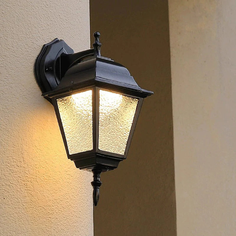 lampe murale classique verre texturé noir éclairage intérieur ip55 led 35cm haute qualité moderne