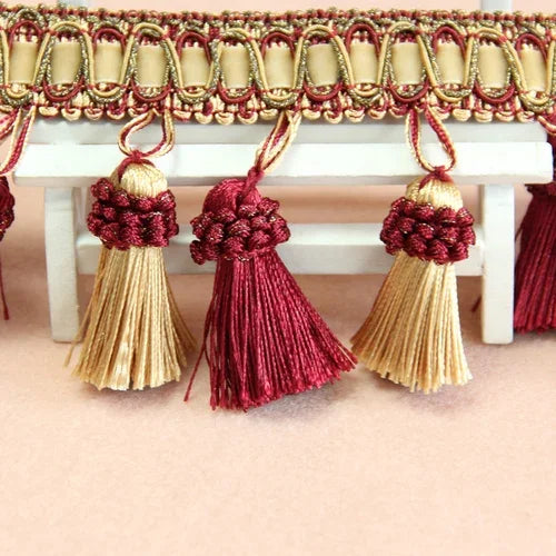 ruban decoratif pompons vert olive beige violet rose pâle tissu polyester classique metalliques mariage