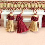 ruban decoratif pompons vert olive beige violet rose pâle tissu polyester classique metalliques mariage