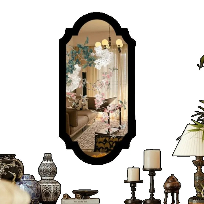 miroir mural adhésif noir fleurs papillons classique salon chambre deco
