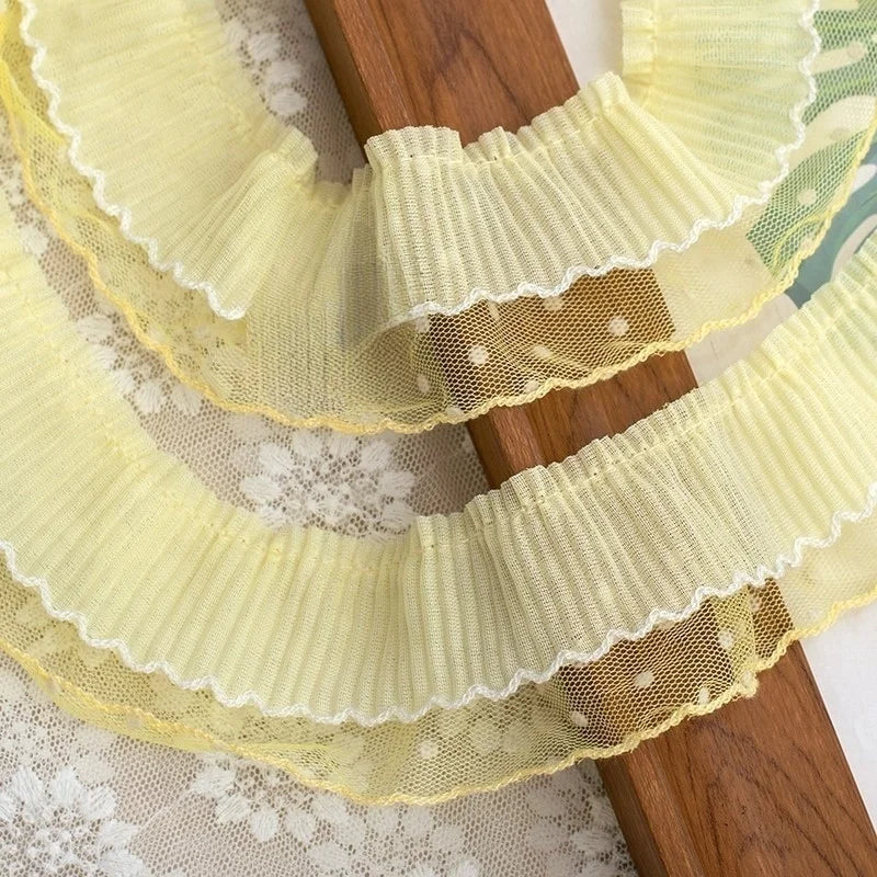 ruban plissé dentelle violet rose bleu jaune vintage romantique translucide décoration emballage cadeau
