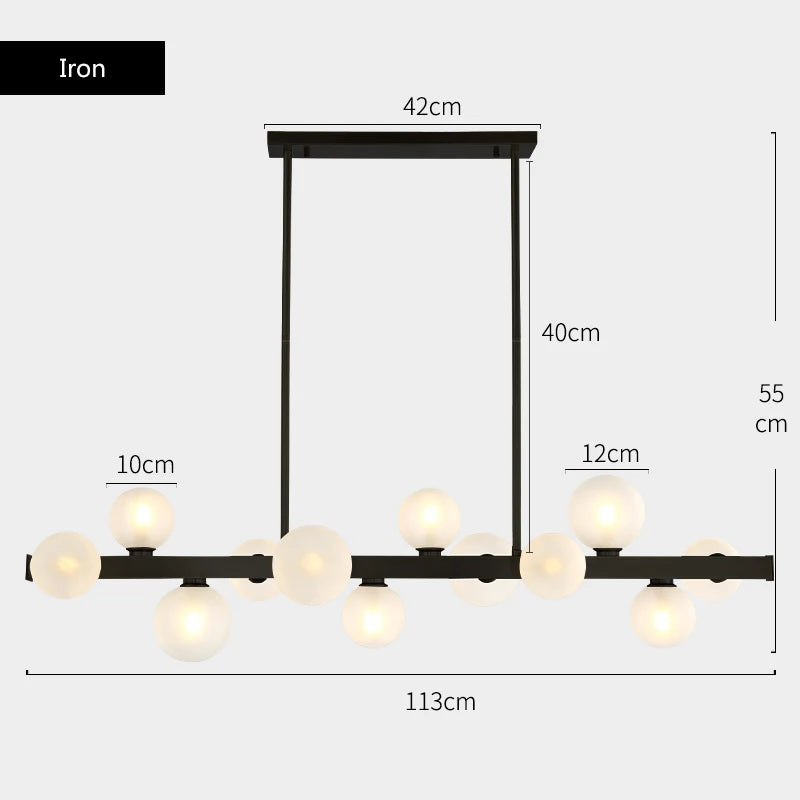 suspension lumineuse moderne boules translucides or blanc ampoules led 12 têtes cuivre