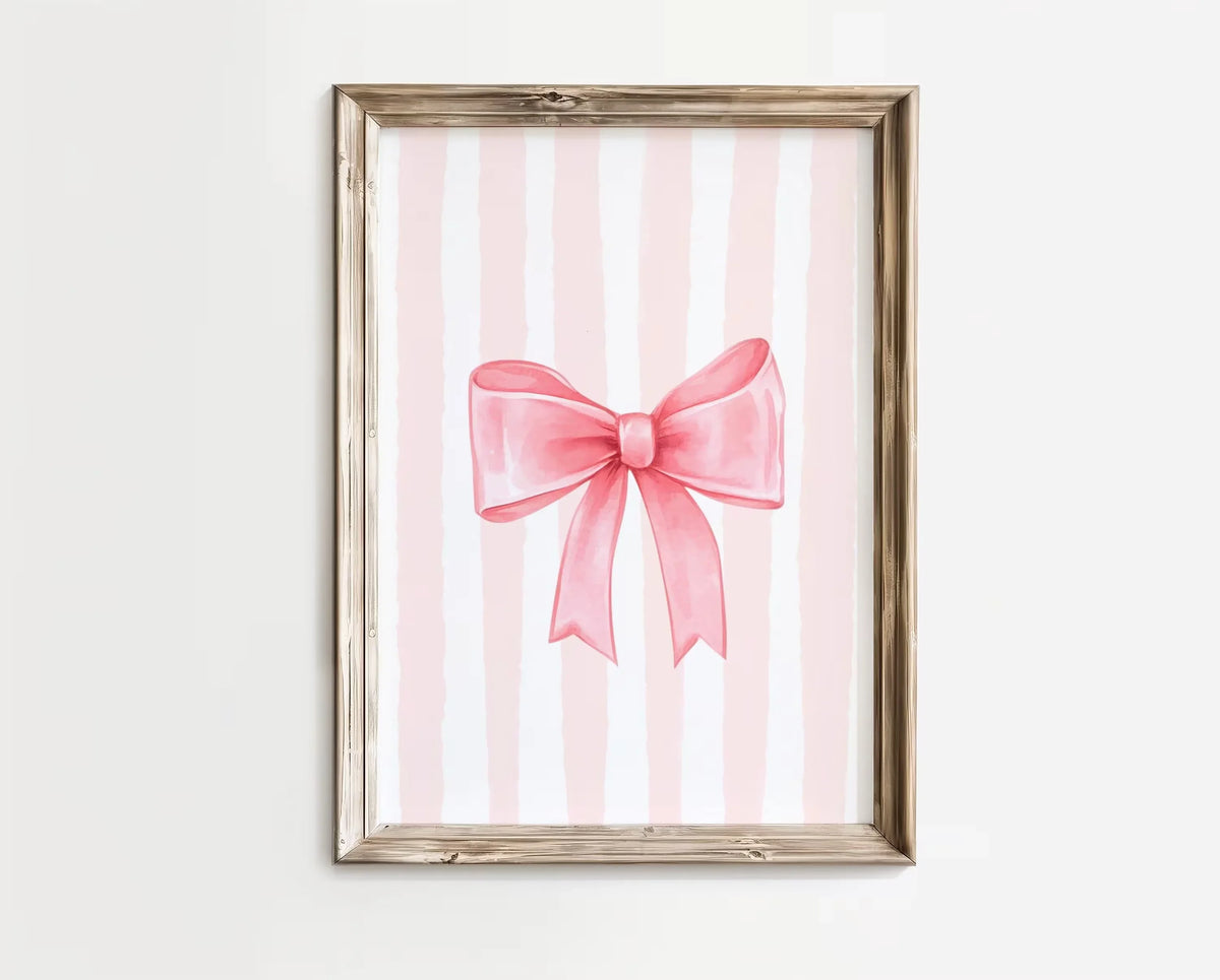 cadre decoratif rose clair rayures noeud papillon classique chambre fille salon moderne decoration intérieure