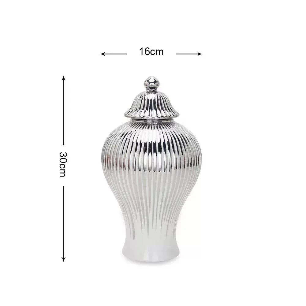 vase blanc doré rayures verticales moderne élégant couvercle décoration maison