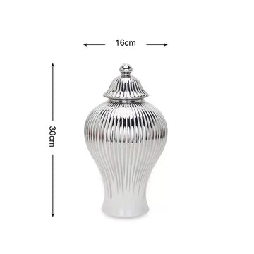 vase blanc doré rayures verticales moderne élégant couvercle décoration maison