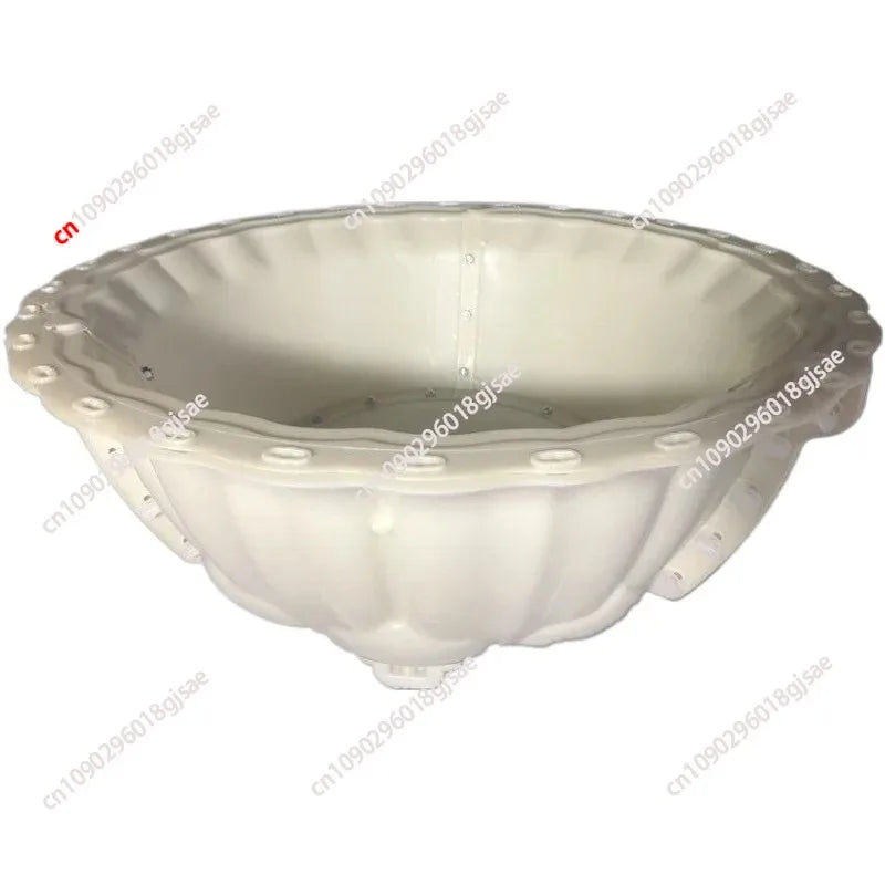 pot fleurs ciment blanc orange gris motif floral nervures lotus asiatique décoration 60cm 25cm