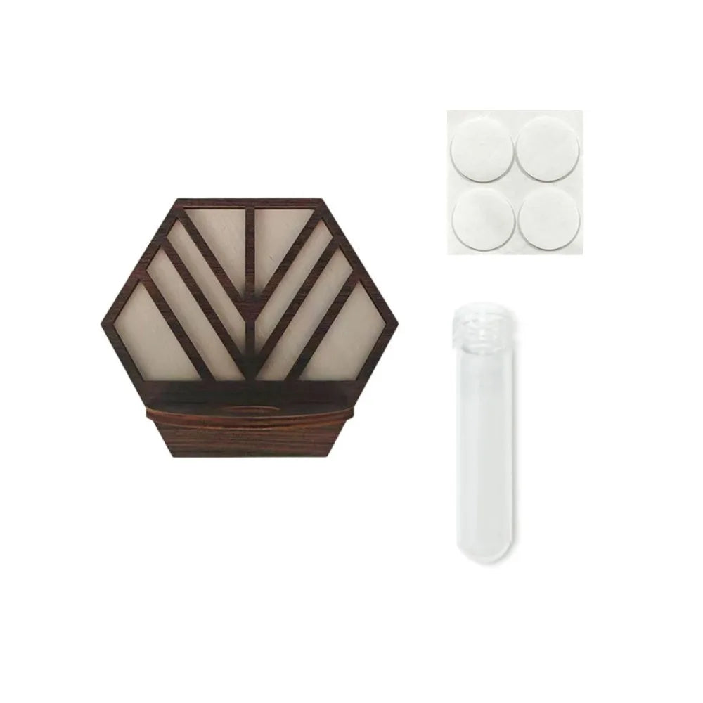 porte plantes moderne porte clés adhésifs hexagonnels motifs géométriques plantes artificielles marron foncé minimaliste