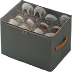 boîte rangement chaussures pliable transparente moderne poignées cuir gris conteneur organiser paires echangement gọnducible