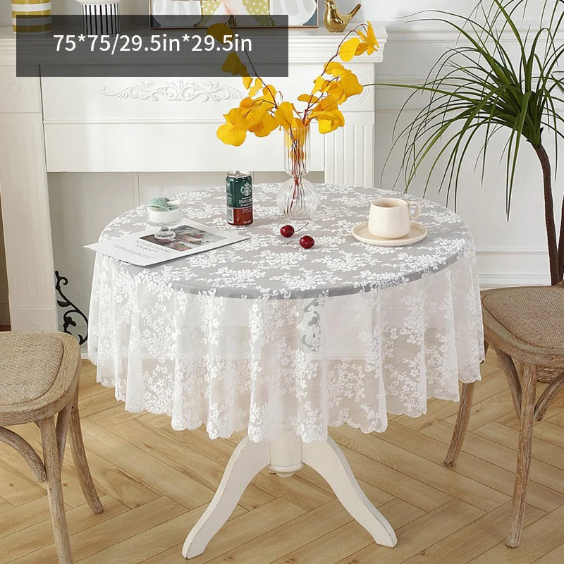 nappe blanche dentelle florale table mariage fête romantique classique extérieure 150x180cm