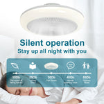 ventilateur blanc moderne lumineux silencieux télécommande grille ventilation rechargeable étanche chambre salon