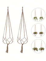 support plante suspendue macramé boho fibre végétale beige artisanalintérieurextérieur