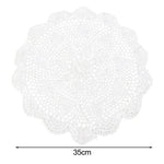 serviette table traditionnelle motif floral crochetée diamètre 35cm blanc