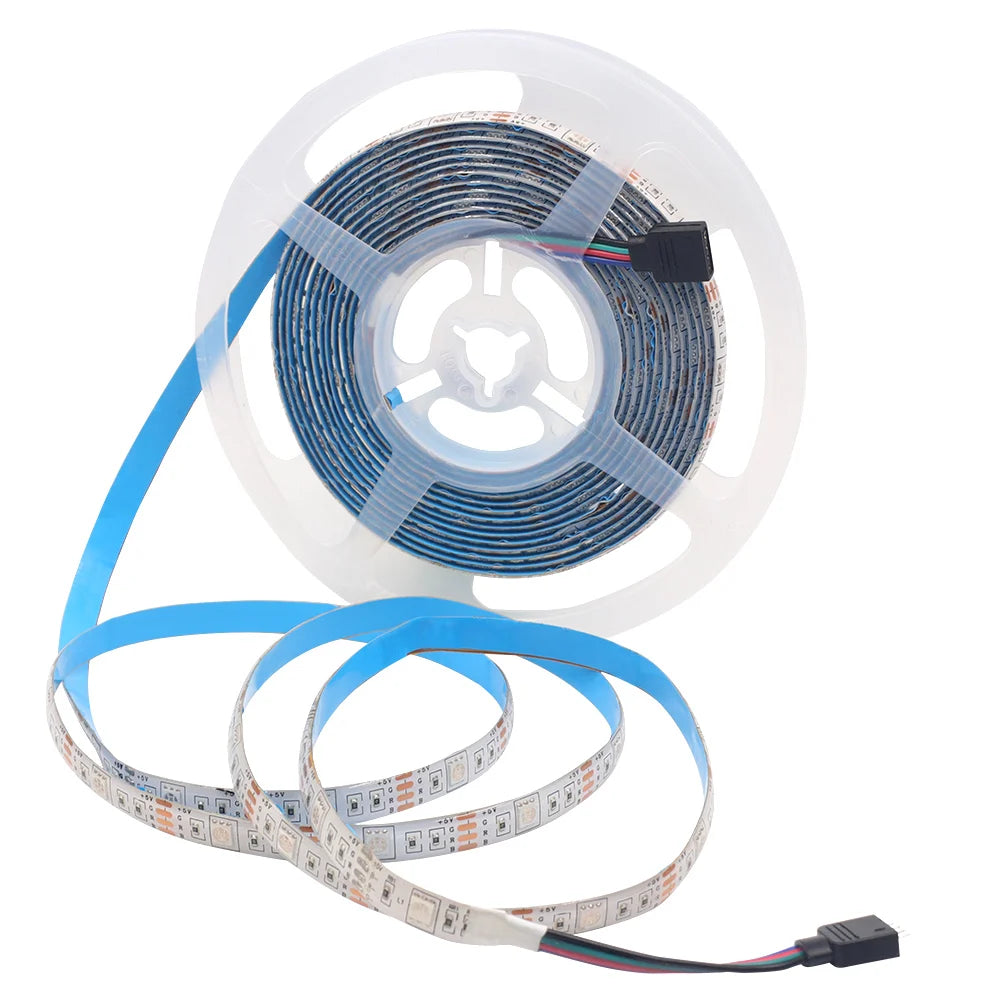 ruban led rgb smd 5v étanche adhésif rétroéclairage tv salon blanc noir flexible