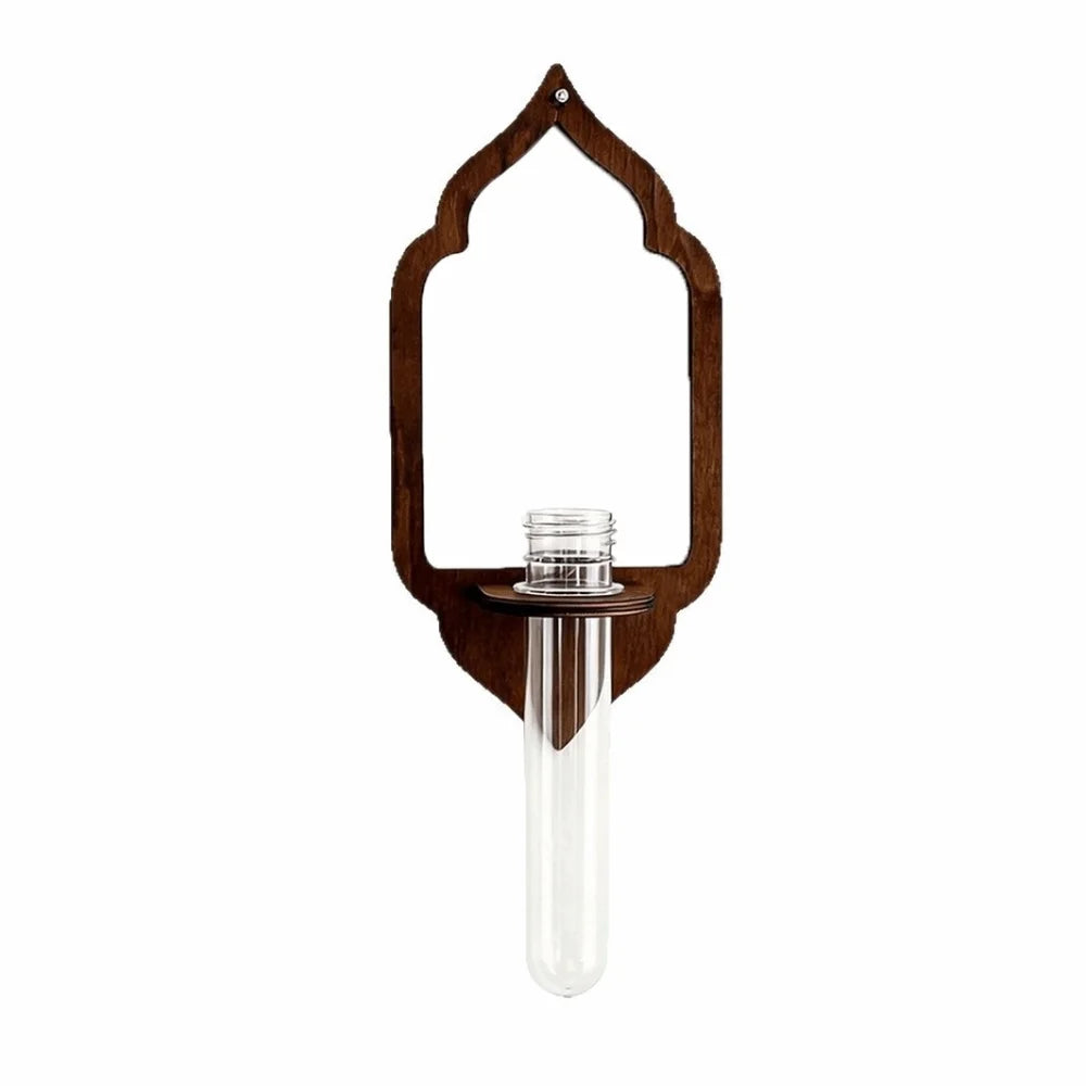 panier fleurs bois décoratif support mur transparent tubes verre arches soleil pieuvre bohème rustic