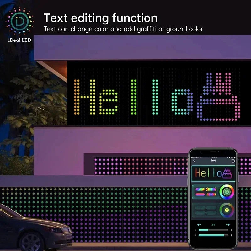 rideau lumineux led multicolore pixel art motifs modernes éclairage ambiance télécommande application mobile
