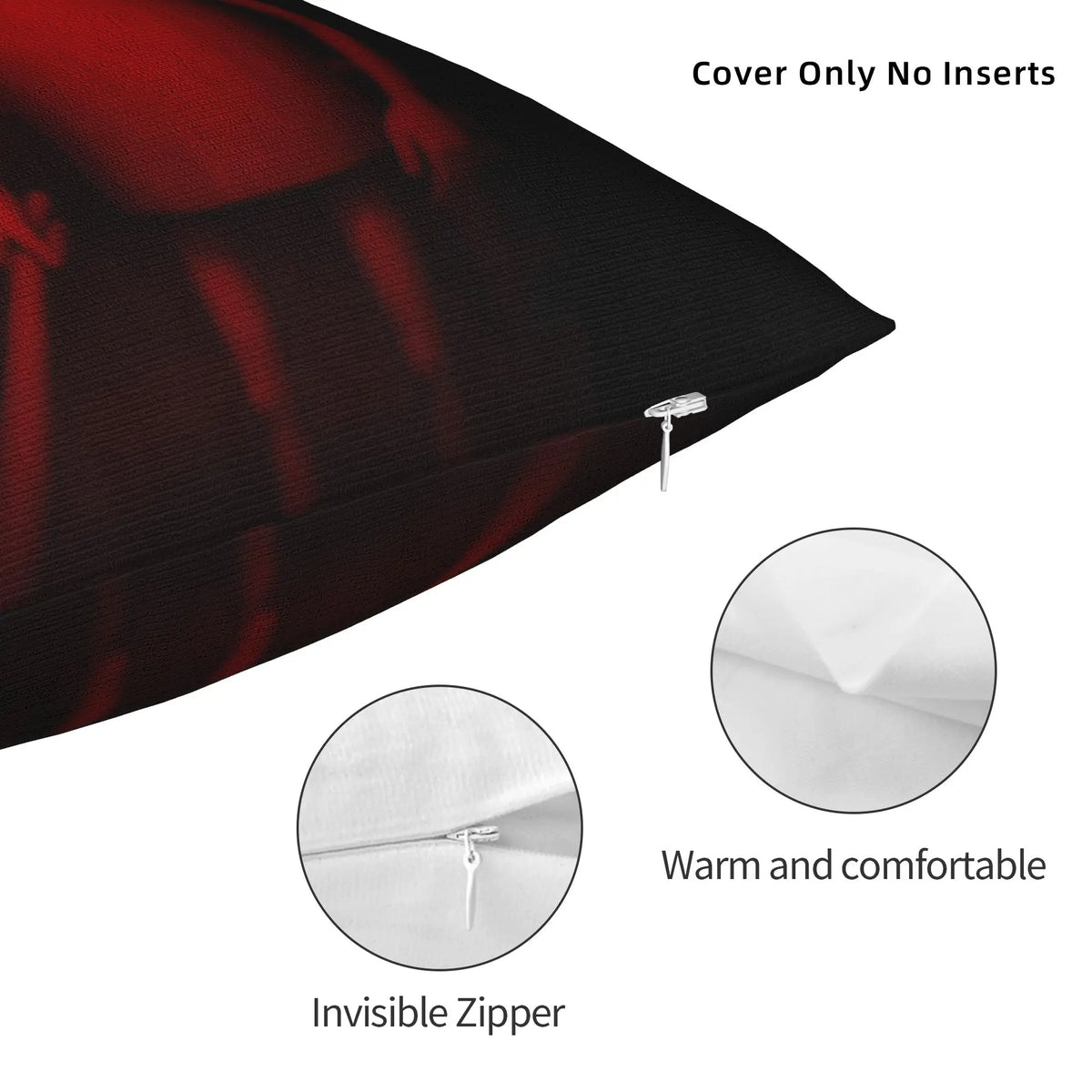 housse coussin décorative noire robot rouge moderne canapé salon tissu polyester carré