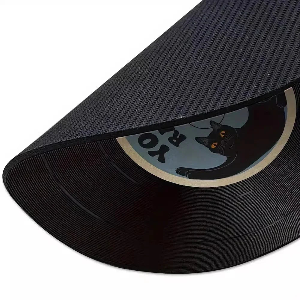 tapis souris noir chat vintage yowl yowl records vinyle antidérapant jeu 30cm 20cm