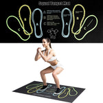 tapis squat noir blanc rose motifs chaussures pratique sportif yoga pilates exercices jambes hanches