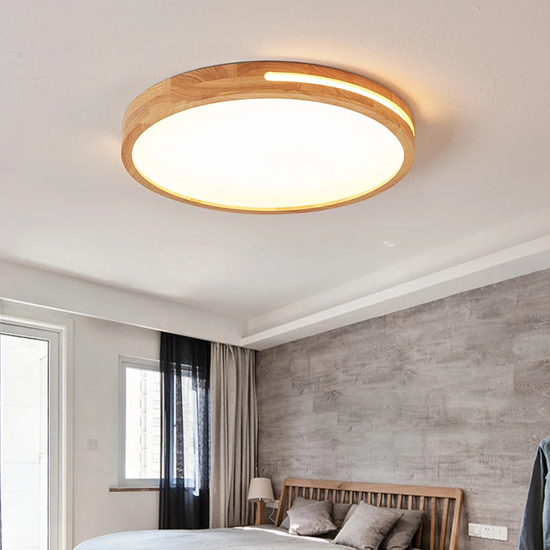 plafonnier moderne bois blanc lampe led ceiling touch switch minimaliste translucent