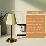 lampe table moderne or noir blanc plissée abat jour rechargeable certifications vde ul rohs