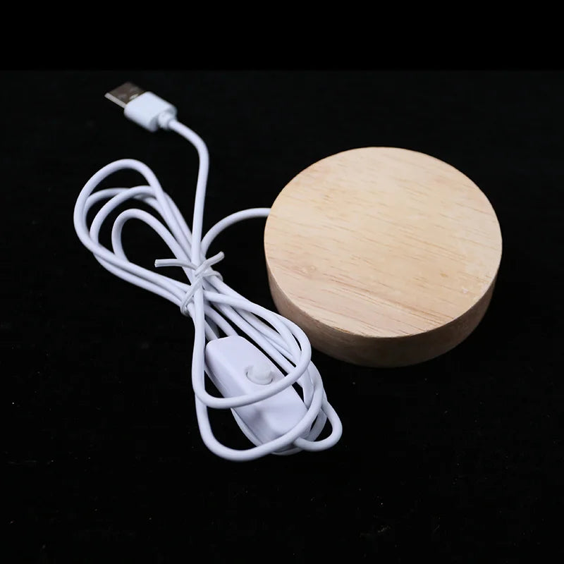 lampe led moderne transparente motifs floraux bois naturel câble usb bouton tactile minimaliste