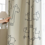 rideau moderne dessins animaux enfants translucide polyester beige anneaux métalliques chambre fille garçon