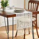 chemin table blanc broderie florale classique décoration table mariage maison rustique